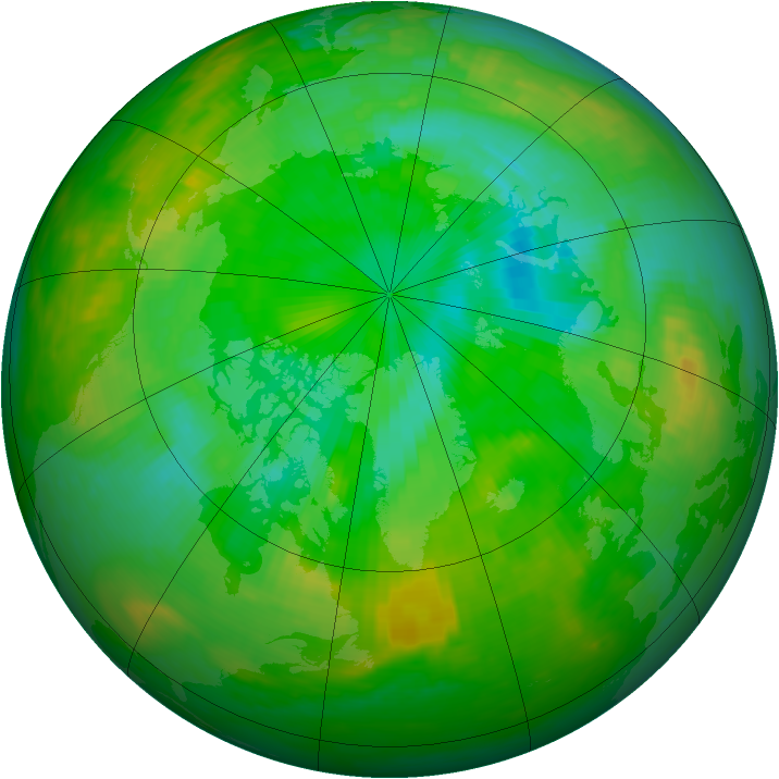 Arctic ozone map for 21 July 1989